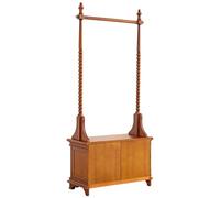 KIBONCY French Vintage Solid Wood Garment Rack with Drawer, Free-Standing Clothes Hanger with Storage, Mid-Century Bedroom & Entryway Organizer