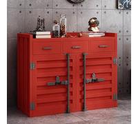 KIBONCY Gabinete de Buffet Industrial de Granja, Mesa de Buffet de Cocina multifunción for Comedor, cafetería o Restaurante(Red,80x40x90cm)