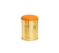 KIBONCY Gold Cross Back Dining Chair, Orange Faux Leather Padded Seat, Luxury Gold Armchair Tall Metal Frame Chair for Kitchen & Restaurant(H)