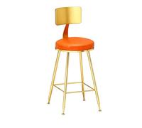 KIBONCY Gold Cross Back Dining Chair, Orange Faux Leather Padded Seat, Luxury Gold Armchair Tall Metal Frame Chair for Kitchen & Restaurant(E)