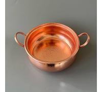 KIBONCY Handmade Hammered Copper Pot with Dual Handles Large, Food-Grade Cooking for Gas Stoves, Stew Braise Hot(20cm)