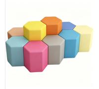KIBONCY Hexagon Modular Stool Set, Minimalist Shoe Changing Bench for Playroom, Classroom & Office Collaborative Space(B,50 * 35cm)