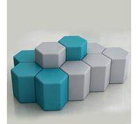 KIBONCY Hexagon Modular Stool Set, Minimalist Shoe Changing Bench for Playroom, Classroom & Office Collaborative Space(A,60 * 45cm)