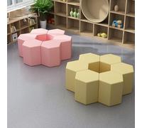 KIBONCY Hexagon Modular Stool Set,Multi-Purpose Footstool for Living Room, for Playroom, Classroom & Office Collaborative Space(B,45cm*40cm)