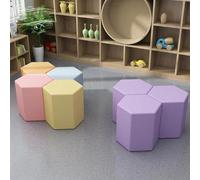 KIBONCY Hexagon Modular Stool Set,Multi-Purpose Footstool for Living Room, for Playroom, Classroom & Office Collaborative Space(A,35cm*35cm)