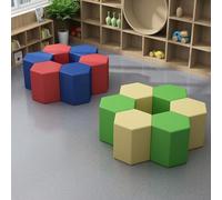 KIBONCY Hexagon Modular Stool Set,Multi-Purpose Footstool for Living Room, for Playroom, Classroom & Office Collaborative Space(C,40cm*40cm)
