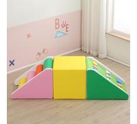 KIBONCY Indoor Baby Foam Climbing Blocks Soft Play Set with PU Leather Toys for Toddlers, for Crawling for Infant, Babies & Kids(F)