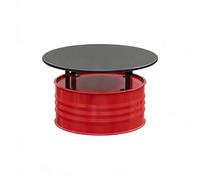 KIBONCY Industrial Barrel Table and Chairs, Heavy-Duty Metal Patio Furniture with PU Leather Cushions, Round Coffee with Storage for Balcony Game Room(B)