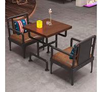 KIBONCY Industrial-Style Bistro Booth Sofas, Coffee Bar Theme Restaurant Barbecue Restaurant Dining Table and Chairs(A9)
