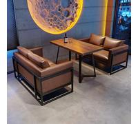 KIBONCY Juego De Asientos For Cabina De Restaurante Comercial: Tablero De Madera Maciza, Esponja De Alta Resistencia, Marco De Hierro Negro For Cafetería, Bar, Bistró, Salón, KTV(3)