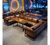 KIBONCY Juego De Asientos For Cabina De Restaurante Comercial: Tablero De Madera Maciza, Esponja De Alta Resistencia, Marco De Hierro Negro For Cafetería, Bar, Bistró, Salón, KTV(1)