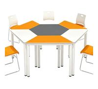 KIBONCY Juego de Escritorio Modular Hexagonal for Aula, Mesa de Grupo colaborativo con sillas, estación de Trabajo de Aprendizaje Estable for Aula de Sala de formación Escolar(H,2.4m)