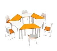 KIBONCY Juego de Escritorio y Silla colaborativo Hexagonal Modular, Mesa de Grupo de Empalme Colorido con taburetes, for aulas Escolares, Salas de Actividades y Aprendizaje(G,1.2m)