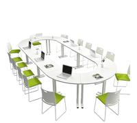 KIBONCY Juego de Escritorio y Silla Escolar Redondos multicombinables, Mesa de Estudio de Actividades ensamblada libremente for Aprendizaje en Grupo en el Aula(B,1.6m)