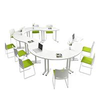 KIBONCY Juego de Escritorio y Silla Escolar Redondos multicombinables, Mesa de Estudio de Actividades ensamblada libremente for Aprendizaje en Grupo en el Aula(A,1.6m)
