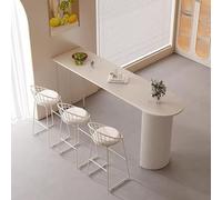 KIBONCY Juego de Mesa Bar acrílica con losa mármol: mesas y sillas Altas Barra Alta Gama for Tienda té Leche, cafetería, despensa, Varios tamaños(White,200cm Bar Table)