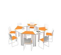 KIBONCY Juego de Mesa de enseñanza Hexagonal de ensamblaje múltiple, Escritorio de Aprendizaje grupal Interactivo con sillas for educación Escolar y capacitación práctica(A,1.6m)