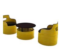 KIBONCY Juego de Mesa de sofá Retro con Tambor de Aceite, Taburete de Barril Acolchado de PU Resistente al Desgaste con Mesa de Centro de Almacenamiento for barbería, Club de Billar y salón