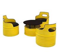 KIBONCY Juego de Mesa de sofá Retro con Tambor de Aceite, Taburete de Barril Acolchado de PU Resistente al Desgaste con Mesa de Centro de Almacenamiento for barbería, Club de Billar y salón