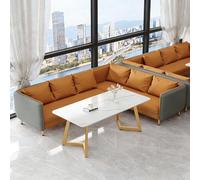 KIBONCY Juego de Mesa sofá Lujo for Uso Comercial, 9 Combinaciones, Gris y Naranja, Ideal for cafetería, Tienda té con Leche, salón, área recepción(Orange Set 7)