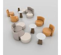 KIBONCY Juego de Mesa y sillas asimétricas Estilo Crema, sofá Irregular Creativo, Muebles de cafetería for recepción, centros de formación, salón, Zona de reuniones, diseño Moderno(C)