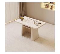 KIBONCY Juego De Mesa Y Sillas De Té De Losa De Roca Estilo Crema Moderno, Cómodo Sillón Tapizado con Estructura De Metal, For Oficina, Sala De Estar, Balcón, Muebles De Salón(A,120CM)