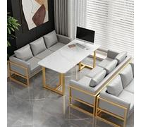 KIBONCY Juego de Muebles Catering Ligeros Lujo: Asientos Cabina, mesas for asadores, sillas for Hamburguesas y té con Leche for cafetería Occidental Restaurante Hot Pot(Gold Frame,Set6)