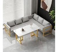 KIBONCY Juego de Muebles Catering Ligeros Lujo: Asientos Cabina, mesas for asadores, sillas for Hamburguesas y té con Leche for cafetería Occidental Restaurante Hot Pot(Gold Frame,Set8)