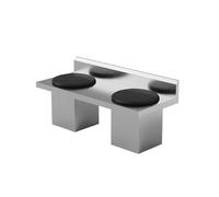 KIBONCY Juego De Muebles Industriales Modernos De Acero Inoxidable For Cafetería, Mesa Y Banco De Bistró De Metal Minimalista con Cojines De Cuero For Cafetería, Salón De Gimnasio O Área(C)