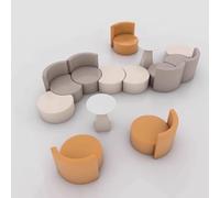 KIBONCY Juego de recepción asimétrico de Color Crema: combinación de sofá, sillas y Mesa for cafetería Creativa, Instituto de formación, vestíbulo de Oficina, salón de Negocios Moderno(E)