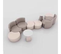 KIBONCY Juego de recepción asimétrico de Color Crema: combinación de sofá, sillas y Mesa for cafetería Creativa, Instituto de formación, vestíbulo de Oficina, salón de Negocios Moderno(D)