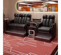 KIBONCY Juego de sillas Billar Alta Gama for espectadores: sofá un Solo Poste con reposa Tacos Integrados y Mesa Centro for el salón torneos del Joe's Pool Club(Set 2)