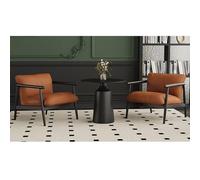 KIBONCY Juego De Sofá Individual Vintage De Estilo Italiano con Tapicería De Polipiel, Estructura De Acero Al Carbono Y Mesa con Textura De Mármol For Cafetería(Set1,D)