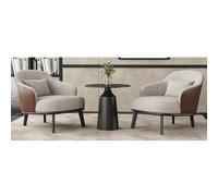 KIBONCY Juego De Sofá Moderno con Mesa, Tela Transpirable Y Piel Sintética, Patas De Madera, Tablero De Piedra For Vestíbulo De Hotel, Cafetería, Recepción De Oficina, Salón(Set1,A)