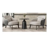 KIBONCY Juego De Sofá Moderno con Mesa, Tela Transpirable Y Piel Sintética, Patas De Madera, Tablero De Piedra For Vestíbulo De Hotel, Cafetería, Recepción De Oficina, Salón(Set1,D)