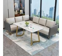 KIBONCY Juego de sofás comerciales nórdicos, sillones tapizados en Gris y Naranja, combinación múltiple Disponible for cafetería, casa té área recepción(Gray Set 4)