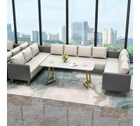 KIBONCY Juego de sofás comerciales nórdicos, sillones tapizados en Gris y Naranja, combinación múltiple Disponible for cafetería, casa té área recepción(Gray Set 7)