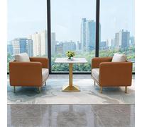 KIBONCY Juego de sofás comerciales nórdicos, sillones tapizados en Gris y Naranja, combinación múltiple Disponible for cafetería, casa té área recepción(60 Coffee Table)