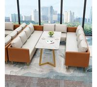 KIBONCY Juego de sofás comerciales nórdicos, sillones tapizados en Gris y Naranja, combinación múltiple Disponible for cafetería, casa té área recepción(Orange Set 6)