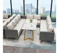 KIBONCY Juego de sofás comerciales nórdicos, sillones tapizados en Gris y Naranja, combinación múltiple Disponible for cafetería, casa té área recepción(Gray Set 6)