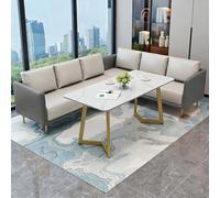 KIBONCY Juego de sofás comerciales nórdicos, sillones tapizados en Gris y Naranja, combinación múltiple Disponible for cafetería, casa té área recepción(Gray Set 5)