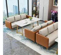 KIBONCY Juego de sofás comerciales nórdicos, sillones tapizados en Gris y Naranja, combinación múltiple Disponible for cafetería, casa té área recepción(Orange Set 3)