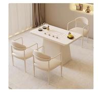 KIBONCY Juego Moderno De Mesa Y Silla De Té con Placa De Roca, Sillón Tapizado De Cuero con Estructura De Metal, Muebles Cómodos For Oficina, Sala De Estar, Balcón(B,140CM)