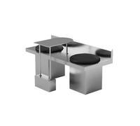 KIBONCY Juego Moderno De Mesa Y Taburete De Bistró Industrial De Acero Inoxidable, Asientos Minimalistas De Metal Plateado For Cafetería, Tienda De Té con Leche, Salón De Gimnasio, Banco De Pared(A)