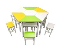 KIBONCY Juego Modular de Escritorio y Silla Hexagonal Colorido, Mesa de Grupo colaborativo de Empalme, for aulas Escolares, Salas de Actividades y Aprendizaje en Equipo(E,1.6m)