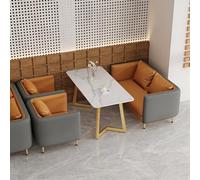 KIBONCY Juegos de sofás y mesas de Comedor Informales, sofás for cabinas de reuniones y recepciones de Negocios, Marco de Hierro Forjado y Espuma de Alta resiliencia, for cafeterías(Orange,230cm)