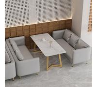 KIBONCY Juegos de sofás y mesas de Comedor Informales, sofás for cabinas de reuniones y recepciones de Negocios, Marco de Hierro Forjado y Espuma de Alta resiliencia, for cafeterías(Gray,180 * 240cm)