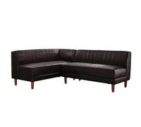 KIBONCY L-Shaped Faux Leather Booth Sofa with Retro Vertical Tufting, Easy Assembly Corner Sturdy & Comfortable Modular Design(5)