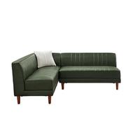 KIBONCY L-Shaped Faux Leather Booth Sofa with Retro Vertical Tufting, Easy Assembly Corner Sturdy & Comfortable Modular Design(1)