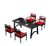 KIBONCY Large 8-Seat Restaurant Table Set, Faux Marble Tabletop with PU Leather Chairs Sturdy Metal Legs for Banquet and Catering(B)